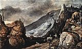 Joos De Momper Famous Paintings - Landscape with the Temptation of Christ